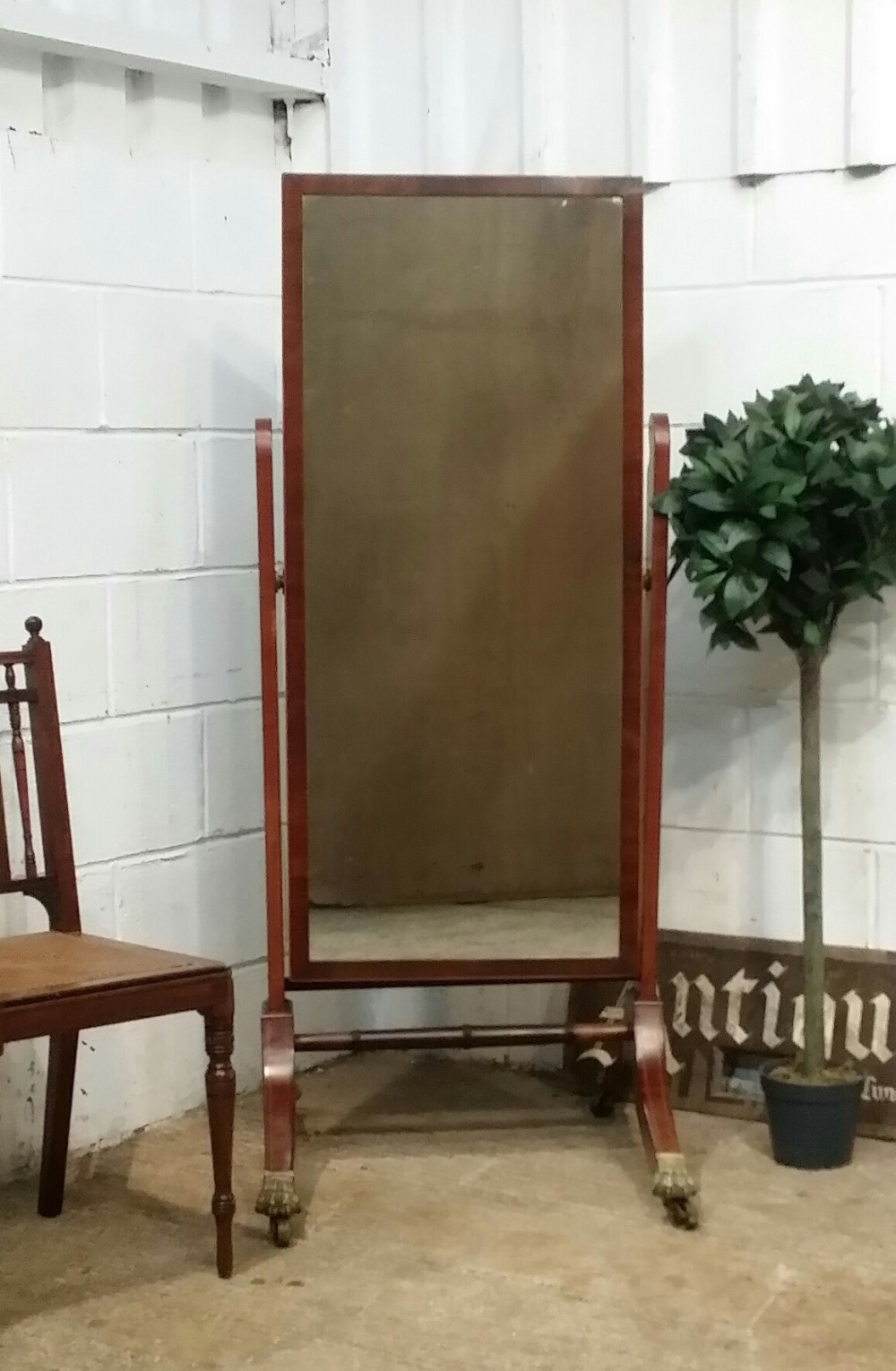 Antique English Regency Mahogany Cheval Mirror C1820 533502