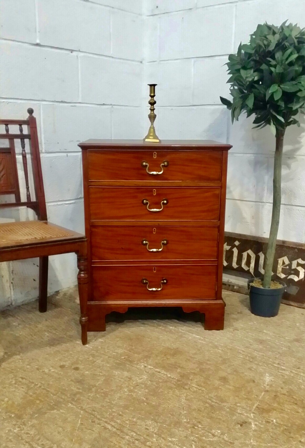 Antique Edwardian Small Mahogany Chest Bedside Cabinet C1900