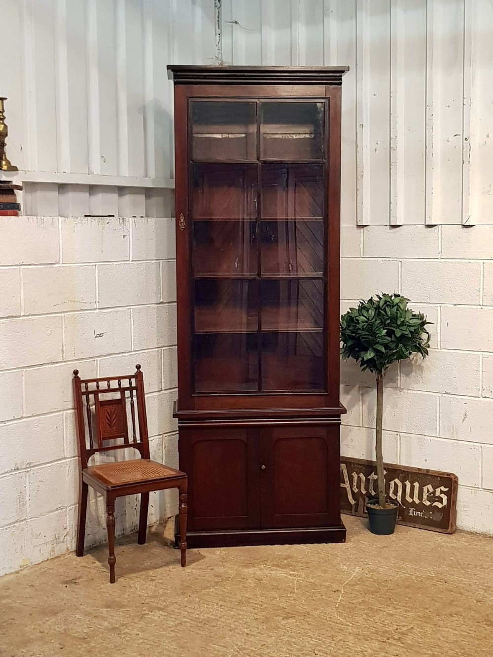 Antique Victorian Tall Narrow Mahogany Bookcase C1880 546576