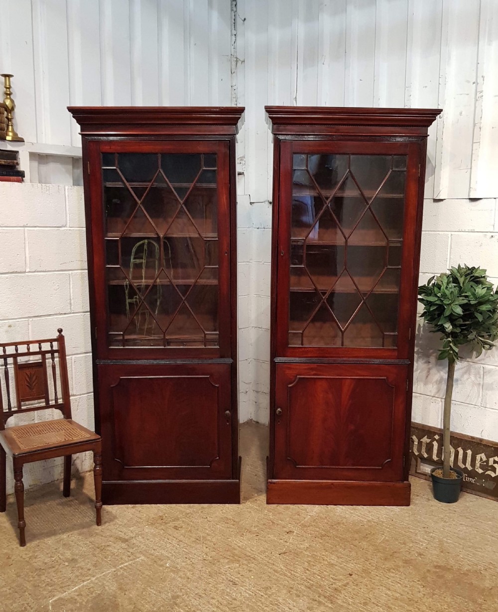 Antique Pair Georgian Period Mahogany Astragal Glazed Library