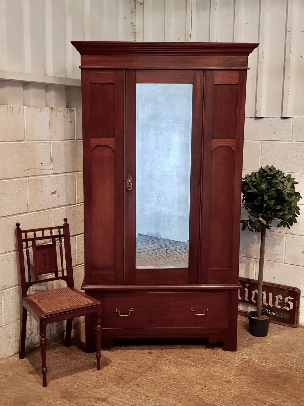 Antique Edwardian Single Mahogany Wardrobe C1900 578538 Www