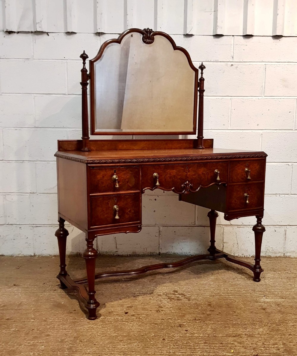 Antique Burr Walnut Queen Anne Dressing Table C1920 585317 Www