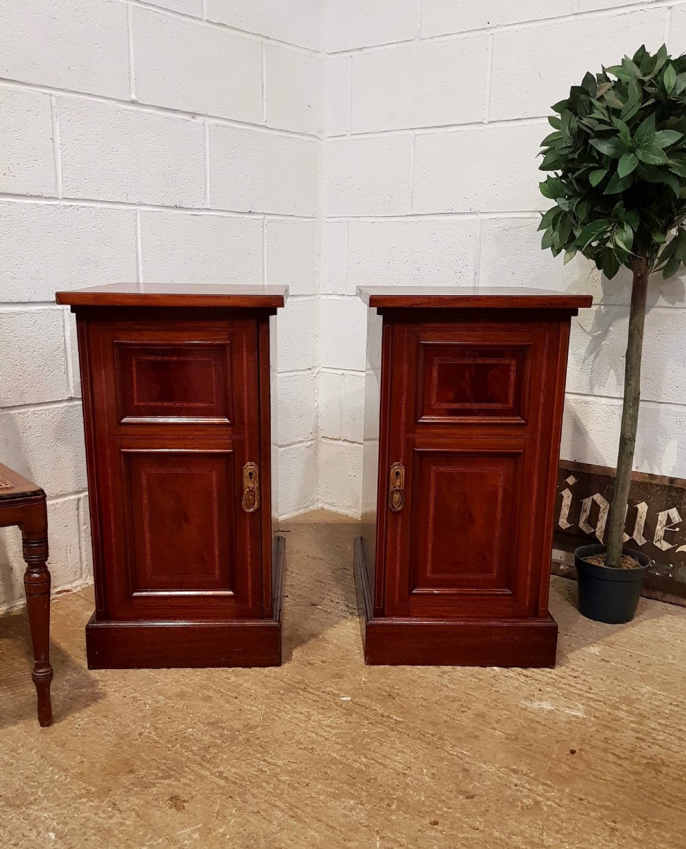 Antique Pair Edwardian Mahogany Bedside Cabinets C1900 607306