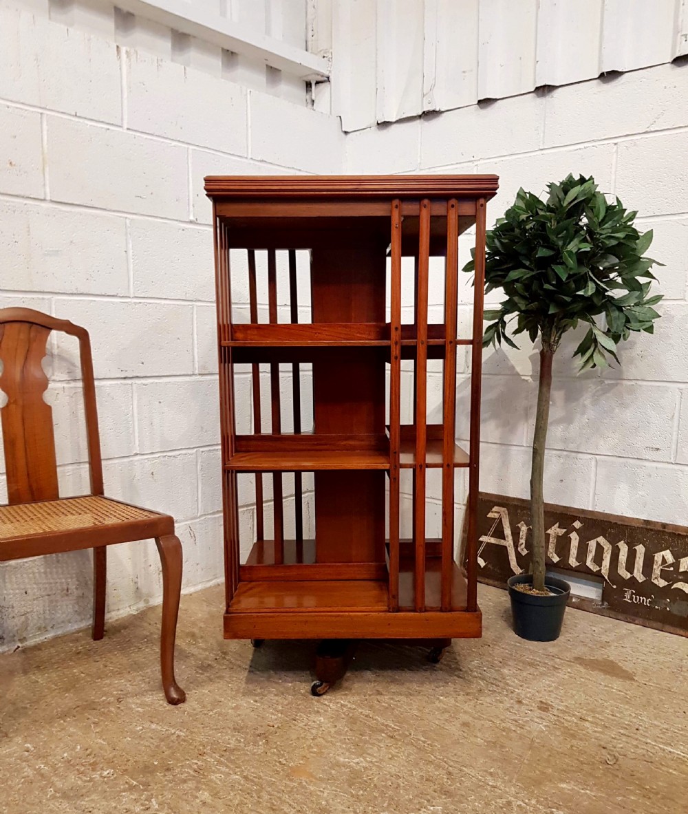 Antique Large Edwardian Walnut Revolving Bookcase C1900 641139