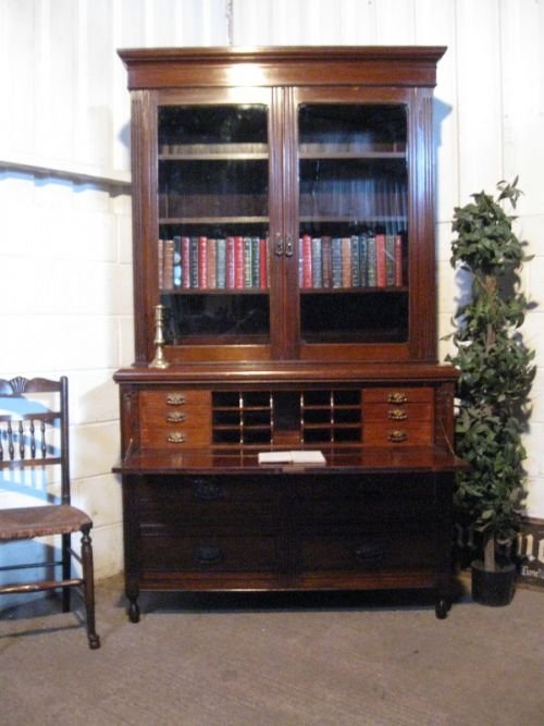 antique late victorian oak secretaire bookcase c1890