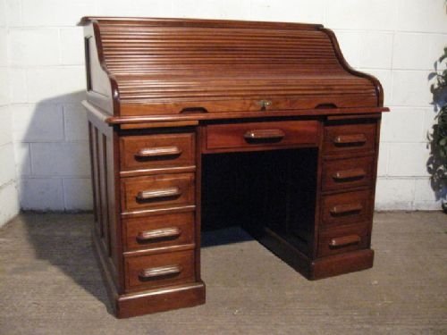 Superb Angus Of London Antique Edwardian Mahogany Roll Top Tambor