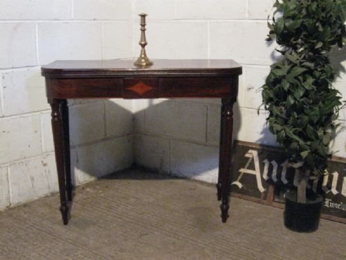 antique regency mahogany inlaid fold over tea table c1800