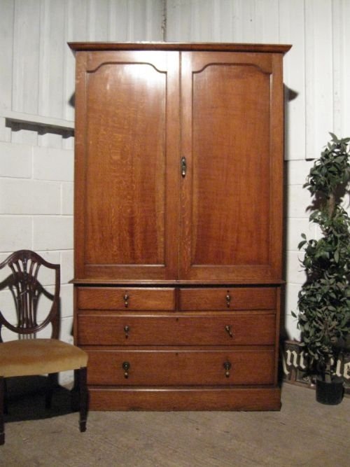 antique edwardian solid oak wardrobe clothes press armoire c1900 ewdb180911