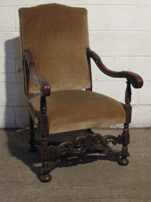 antique victorian gothic oak throne chair c1880 wdb1202511