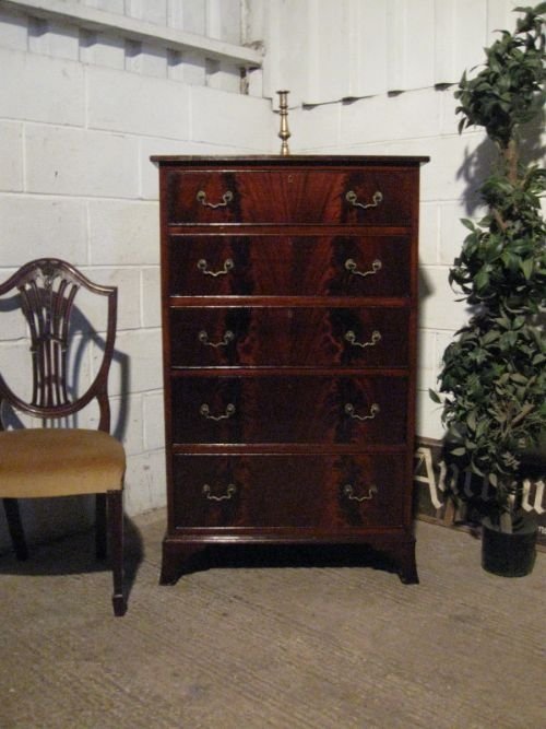 antique edwardian tall flamed mahogany chest of drawers c1900 wdb1102511