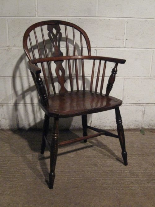 antique victorian country oak elm low back windsor chair c1850 wdb851812
