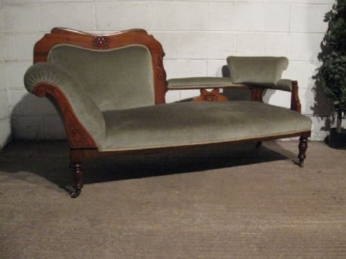 lovely antique art nouveau carved walnut chaise longue sofa c1890 e2112wdb1601812