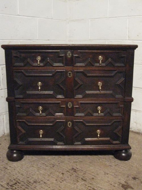 antique early victorian jacobean geometric oak chest of drawers c1830 wdb380131