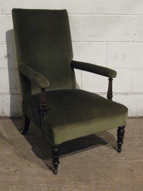 antique victorian mahogany velvet armchair c1880 wdb9021