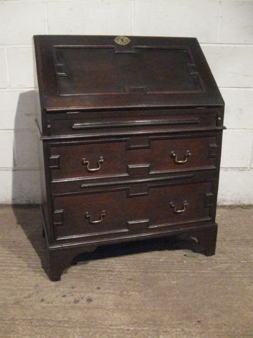 antique early victorian small oak geometric bureau desk with secret compartment c1850 wdb130142