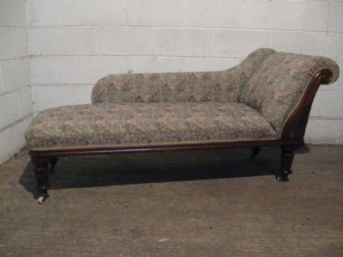 antique william 1v scroll arm full reupholstered mahogany chaise long sofa c1820 wdb230202