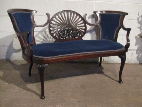 rare antique art nouveau mahogany salon window sofa c1890 wdb180113