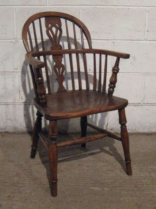 antique victorian low back country oak and elm windsor chair c1850 wdb470554