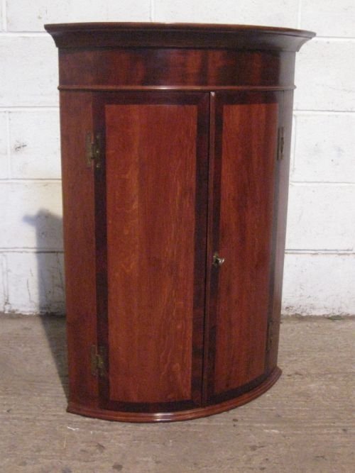 antique georgian oak and mahogany barrel front corner cabinet c1780 wdb150195