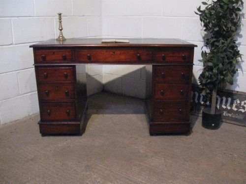 antique victorian mahogany twin pedastal kneehole desk c1880 wdb4868226