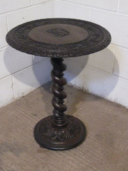 antique victorian carved oak lamp side table c1860 wdb6077