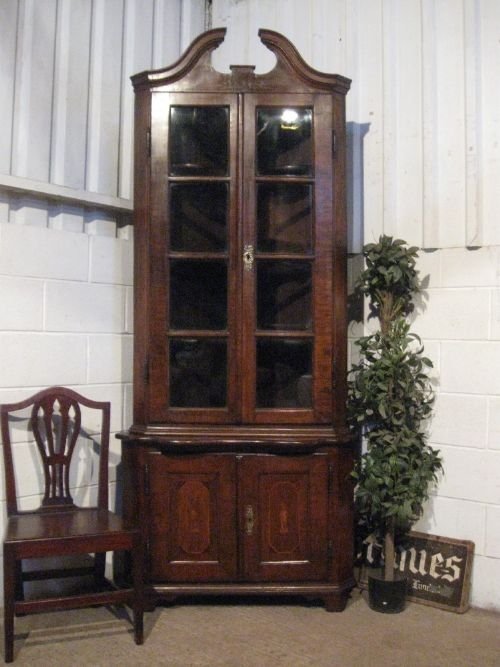 antique georgian tall walnut full height corner cabinet c1780 wdb4929127