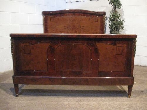 antique french art nouveau mahogany burr walnut bed inlaid with mother of pearl c1890 wdb4958117