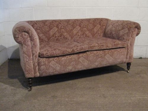 Antique Victorian Two Seater Drop Arm Chesterfield Sofa C1880