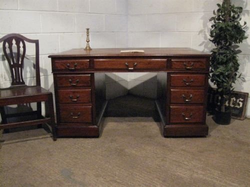 antique victorian mahogany twin pedastal leather topped desk c1890 wdb6055299