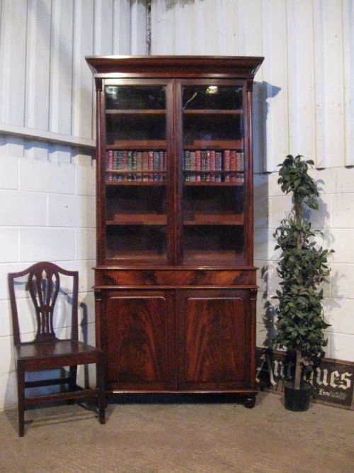 antique william 1v flamed mahogany library bookcase c1820 wdb6018610