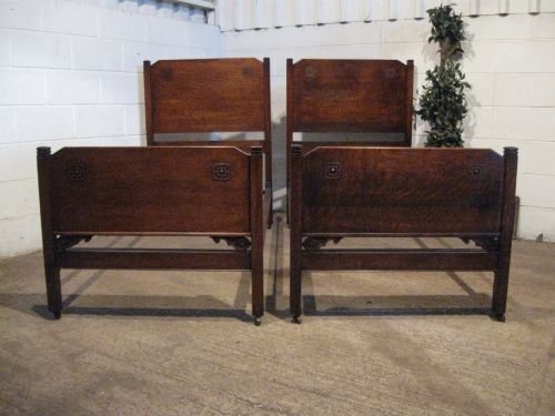 pair antique edwardian oak single beds c1900 wdb6051a1210
