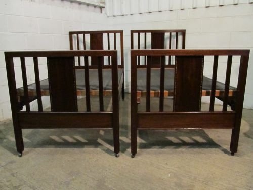 antique edwardian pair mahogany single beds with original sprung bases c1900 wdb61791312