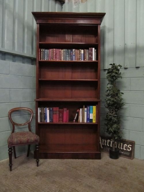 Antique Early Victorian Tall Mahogany Open Library Bookcase