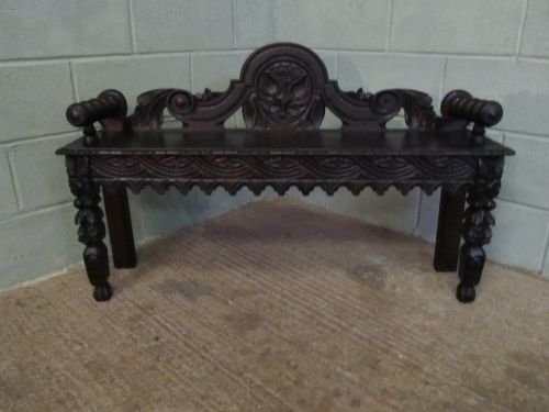 antique victorian carved oak hall bench c1880 md5251