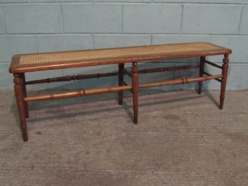 antique edwardian arts crafts honey oak bergere hall bench seat c1900