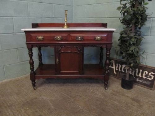 antique victorian mahogany marble washstand c1860 md872