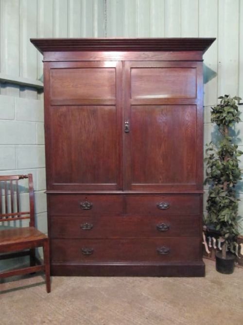 antique edwardian oak linen clothes press c1900 wm628713