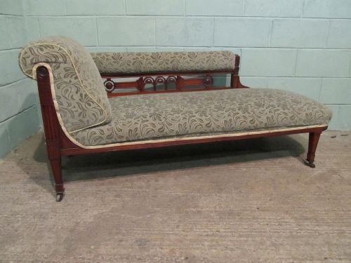 antique late victorian arts crafts mahogany chaise longue c1890 w6310213