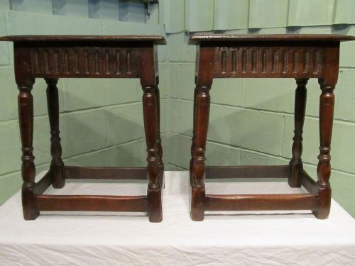 antique pair georgian country oak joint stools c1750 w6375214