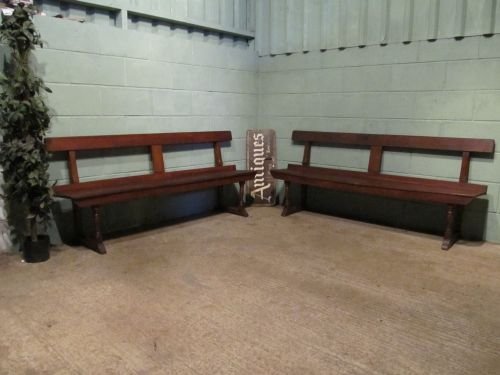 antique pair victorian oak benches c1880 w6502276