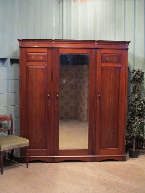 antique edwardian mahogany triple wardrobe compactum c1900 w6560308