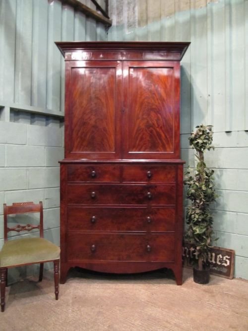 antique regency mahogany linen press c1800 w66231710