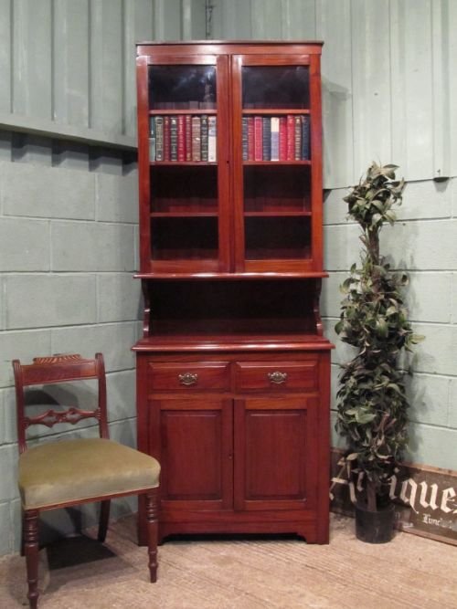 antique edwardian mahogany tall narrow bookcase c1900 w6643711