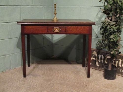 antique georgian oak mahogany banded fold over tea table c1780 w622112