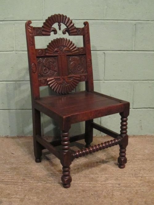 antique georgian carved oak hall chair c1780 w66911212