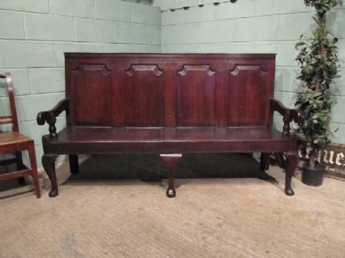 antique georgian oak settle bench c1750 w672541