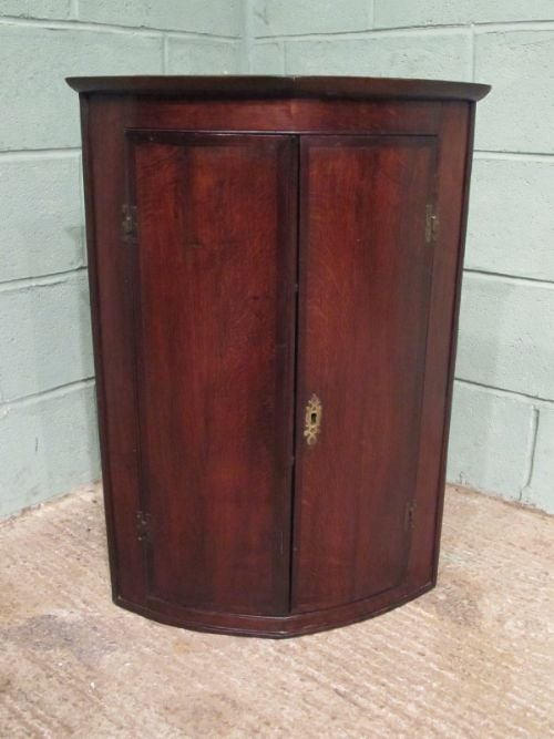 antique georgian oak mahogany barrel front corner cabinet c1780 w6789132