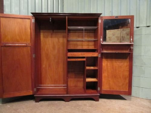 Antique Edwardian Mahogany Gentlemans Wardrobe Compactum C1900