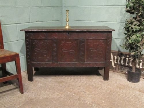 antique late 17th century country oak coffer box w6839133
