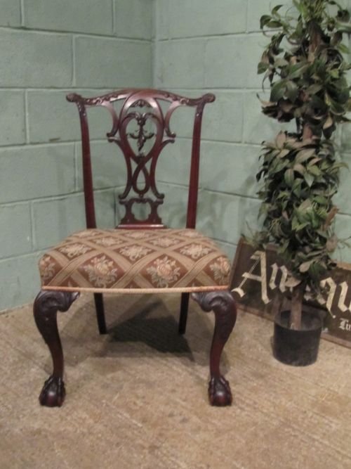 antique early victorian mahogany chippendale side chair c1840 w6846123